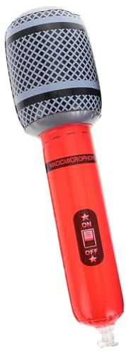 Veemoon Microphone Gonflable pour Garçon et Filles 24 Cm, Simulation Instrument Musique, Accessoire Décoration Fête Musicale, pour Soirées à Thème Rock et Concerts