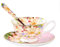 (Pink Rose) - Gift Set Vintage Fine Bone China Tea Cup Spoon and Saucer Set Gold Trim Fine Dining and Table Decor (Pink Rose)
