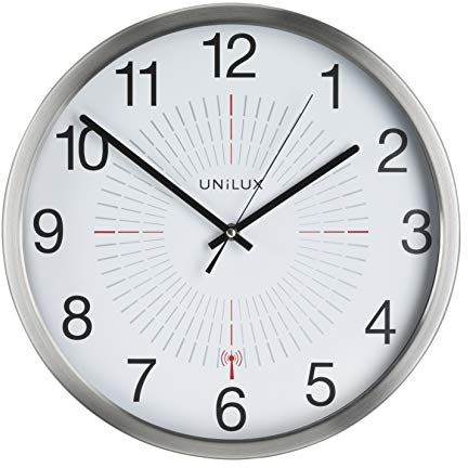 Unilux Funk-Wanduhr, 35,5cm, silbergrau