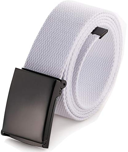 Mile High Life Ceinture en Toile Ajustable Boucle de Ceinture Militaire Noire à Dent pour Hommes