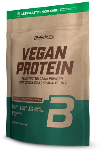 BioTechUSA Vegan Protein | Shake auf Reis- und Erbsenbasis mit Superfoods und Aminosäuren | Zucker-, laktose- und glutenfrei, 2 kg, Schokolade-Zimt