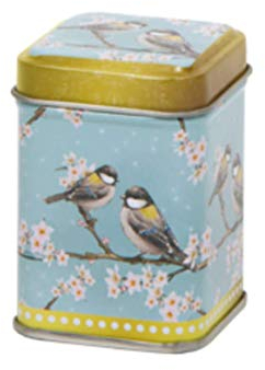 ORIENTAL GARDEN - Mini/Teeny Tiny Retro/Vintage Style Square Tea Caddy/Kitchen Storage Tin - 6.5 x 4 x 4cm