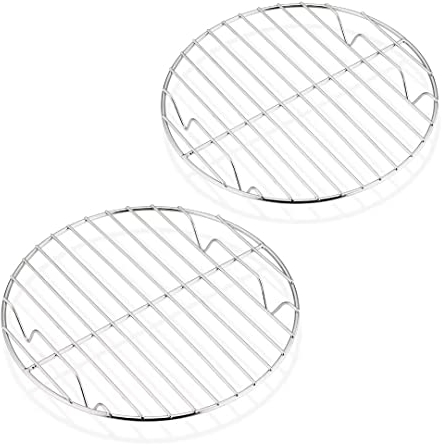 Homikit Griglia di raffreddamento, 2 pezzi, in acciaio inox, rotonda, griglia di raffreddamento per torte, 19 cm, sana e durevole, antiruggine e lavabile in lavastoviglie