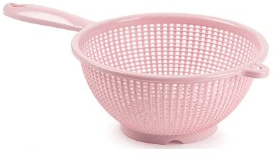 CABLEPELADO Escurridor Verduras con Mango plastico - Escurridor Pasta - colador - Libre de BPA - Apto Lavavajillas - 19 cm diámetro - Rosa Claro