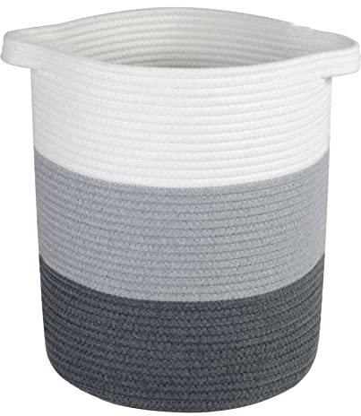 SmartProduct Cestino in Corda di Cotone Grande, 32x32x38cm, Cesta Resistente Portaoggetti per Bagno, Camera dei Bambini, Asciugamani, Giocattoli
