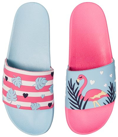 Dedoles Chaussure Homme Femme & Enfants Sandales Antidérapant designs amusants Livre Pizza Café Renard Lama Cadeau, Couleur: Flamants roses amoureux, 39 EU