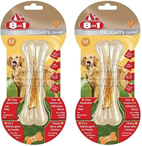8in1 Delights Strong Knochen S - extra starker Kauknochen für kräftig kauende kleine Hunde, 1 Stück (Packung mit 2)