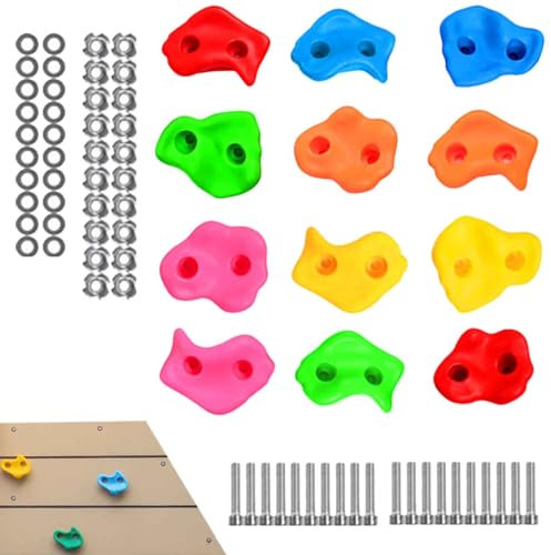 Teksome Presas de Escalada en Roca para niños,Muro de Escalada en Roca para niños | Kit Colorido para Escalar Paredes de Roca | del Juego del Patio, fác Instalar para el Patio Interior al Aire Libre