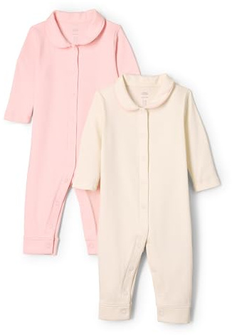 Amazon Essentials x Sofia Grainge Tutina Notte Senza Piedi Unisex Bimbi, Pacco da 2, Avorio/Rosa, 0 Mesi
