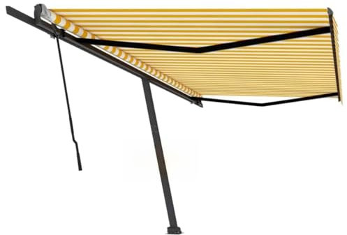 LLEZKBR Furniture select-Freestanding Manual Retractable Awning 500x300 cm Yellow/White