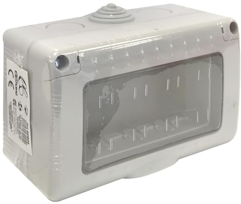 Ythölje med lock med 4 moduler, kompakt design, robust, perfekt för elinstallationer och kabelorganisation.