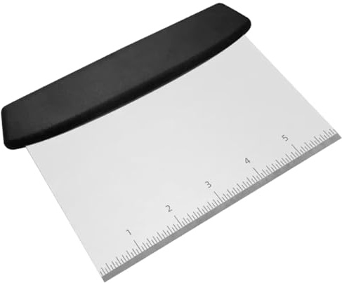 Hao Zhu Dough Scraper Cutter, Stainless Steel Dough Scraper with Handle and Measuring Scale, Counter Scraper with Food Grade Stainless Steel Blade