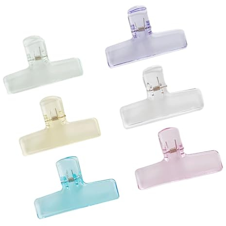 Angoily 6 Pièces Grandes Pinces À Reliure Colorées 7.50X5.00X2.00Cm Clips De Bureau Multifonctions Pour Organisation De Documents École Et Bureau