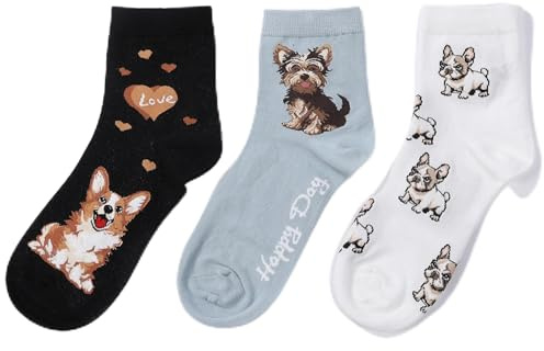 Calzini al polpaccio donna cotone fantasie carine gatto panda orsetto cane scritta LOVE morbidi traspiranti multicolore calzini casual comodi per tutte le stagioni 3 PAIA
