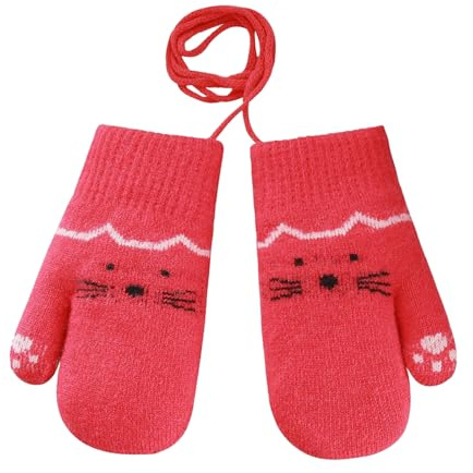YJZQ Moufles Chat fille garçon 0-3ans doublure Peluche Gants tricotés Enfants - Hiver gants Chaudes Bébé moufle Contre froids pour Ski voyage