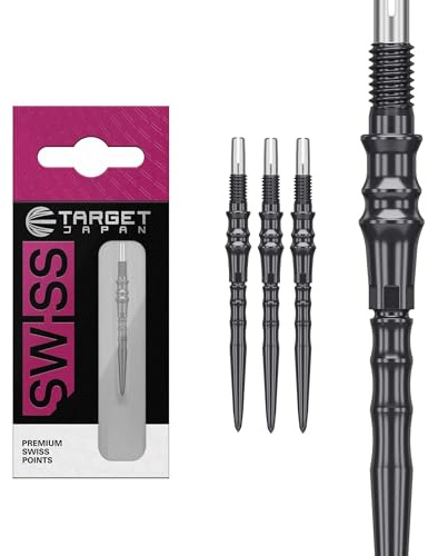 Target Japan Premium Swiss Points, 3 Pack Set of Tips 30MM – Black | Change Dart Points, Spare Tips, Professional Darts Accessories