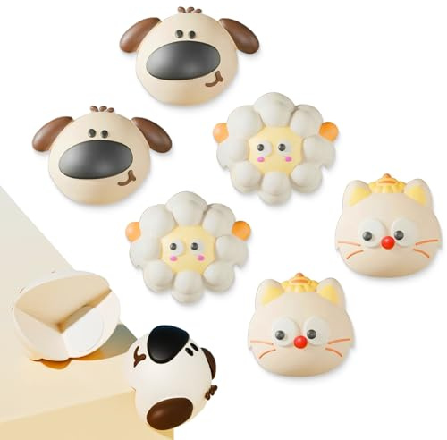Paraspigoli per bambini, 6 Pezzi, 3 forme, Kit Sicurezza Casa, per Tavolo e Mobili, agnello, gattino, cucciolo, autoadesivi, paraspigoli e bordi del tavolo, Protezione Casa per Bimbi