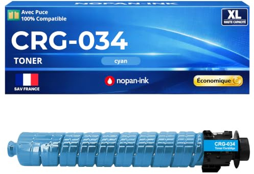 CRG034 CRG-034 034 9453B001 Toner Compatible pour Canon i-SENSYS MF 810 CDN MF 820 CDN imageRUNNER C 1225 IR-C 1225 If Cyan Haute capacité avec Puce 7300 Pages