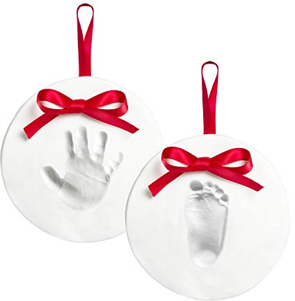 Pearhead Babyprints Baby's First Handprint or Footprint Ornament Kit, Easy No-Bake DIY Clay Impression Kit, Christmas Baby Gift, Baby Keepsake Ornament, Pack of 2