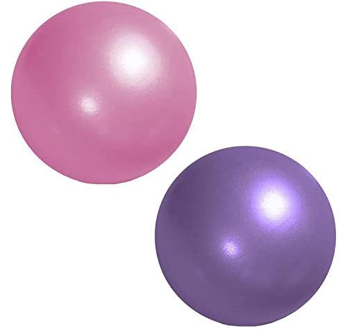 NUWIQ Pilates Ball, 25 cm Gymnastikball Klein, Gymnastikbälle Kinder, mit Aufblasbarem Strohhalm, für Yoga, Gleichgewichtstraining, Aerobic, 2 Stück, Pink und Lila