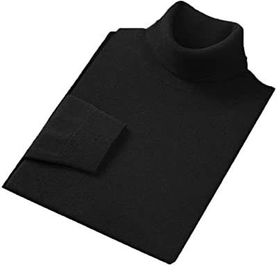 Hamthuit Kashmir klassisk polokrage herr pullover höst vinter all-match varm jersey jumper stickad tröja, Svart, M