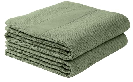 Schiesser Duschtuchset Turin | Frottier | 2-teilig | Reiskornoptik | 100% Baumwolle | flauschig, saugstark, farbecht | Oeko-Tex® Made in Green Zertifiziert | Kordelaufhänger | 70x140cm | Grün