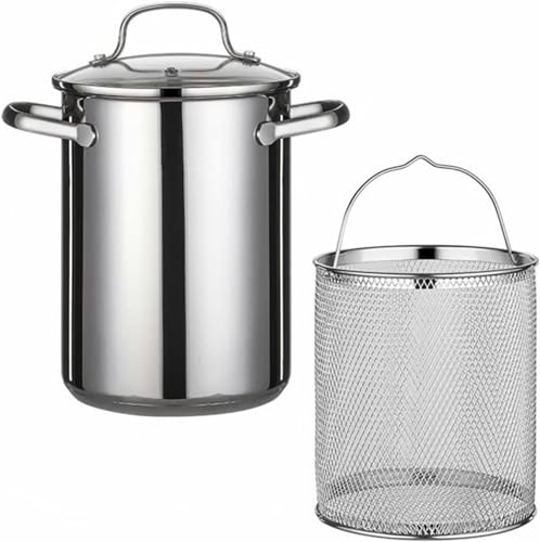 WQZStar Marmite à Asperges en Acier Inoxydable, cuiseur à pâtes à Vapeur pour légumes avec Panier et Couvercle pour la Cuisine à Domicile et Le Restaurant