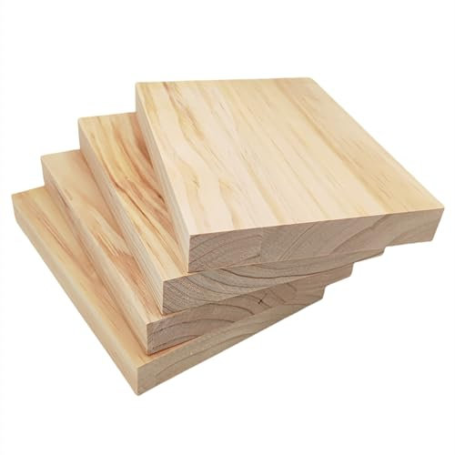 4PCS Unfinished Wood Blocks for Crafting, 20x15x2.5cm Rectangle Wood Boards Blank Whittling Wooden Blocks for Carving,Painting & Burning