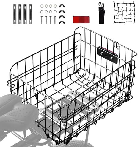Aikolesa Rear Bike Basket for Bike,Folding Removable Adjustable Basket