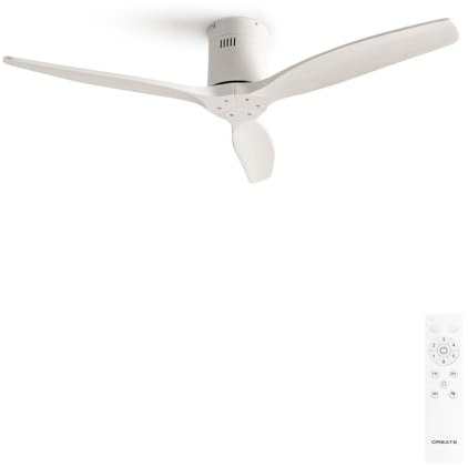 CREATE / WINDCALM NATURAL WOOD M/Ventilador de techo blanco con mando / 40W, Temporizador, Ø132 cm, 6 velocidades, silencioso, función verano-invierno