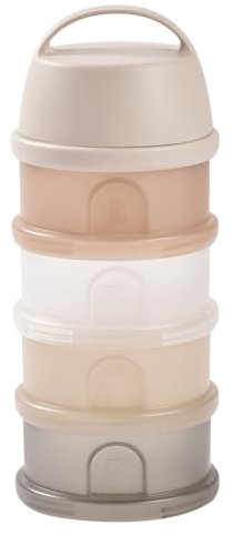 BÉABA, Stapelbare Dosierboxen für Milchpulver, 100% luftdicht, 4 Fächer, großes Fassungsvermögen, auch als Snackboxen verwendbar, Transparent