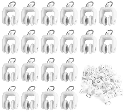 Curtain Track Rollers, Plastic Curtain Hooks, White, 100Pcs | Curtains Gliders, For Privacy Living Room and Bathroom
