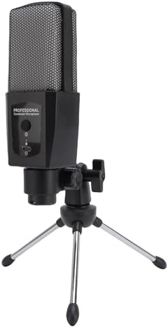 Jectse USB Condenser Gaming Micrófono con Luz RGB, Soporte de Trípode Ajustable para la Grabación de Estudio de Podcasts de PC, Compatible con Consolas de Juegos, Computadoras