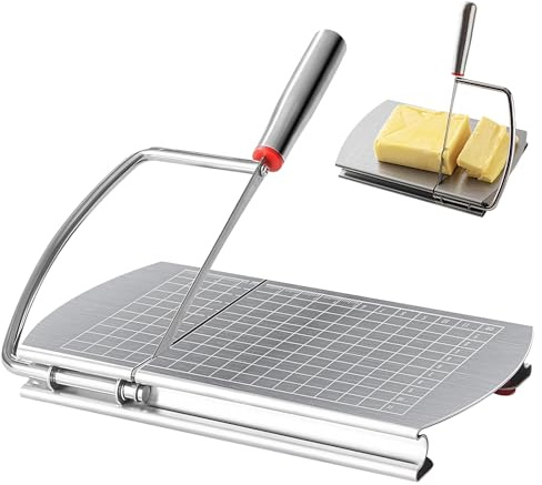 OBEST Cortador de queso de acero inoxidable, cortador de queso con alambre, cortador de queso con cuadrícula de medición de escala, cortador de queso, cortador de mantequilla, adecuado para queso