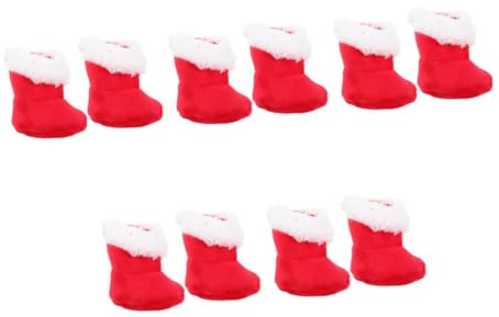 Beaupretty 5 Pairs Santa Claus Boots Model Red Miniature Winter Doll Shoes Realistic Christmas Doll Accessories for Holiday Play and Dollhouse Decoration