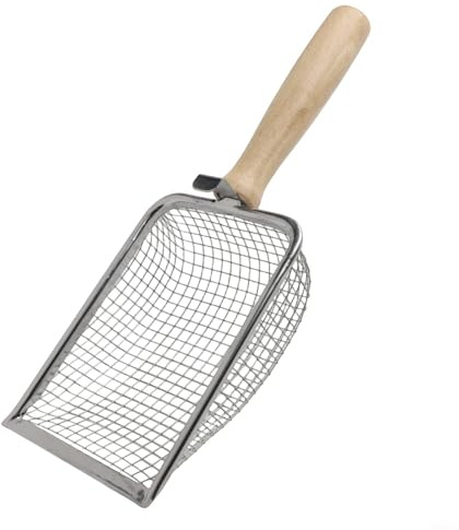 TONIXY Garden Soil Sieve with Wooden Handle - Stainless Steel Mesh Sifter for Compost, Sand & Soil Preparation - Multiple Mesh Sizes 1mm to 5mm - 4 Piece Set(5.0mm)