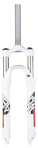 LHHL MTB Forcella Ammortizzata Bici 26 27.5 29 Dritto 1 1/8 Olio/Primavera Corsa 100mm Freno Disco Blocco Manuale QR 9mm(A-White,26in)