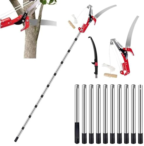 Manual Pole Saw, Telescopic Tree Pruner, Lightweight Stainless Steel Tree Lopper for Yard and Garden Maintenance