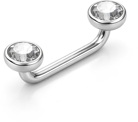 Josojoou Anti Eyebrow Piercing Jewelry, CZ Flat Bar Staple Bar Piercing Jewelry, 14G Internally Threaded Surface Piercings Jewelrys, for Eyebrows, Collarbone, and Ear bones