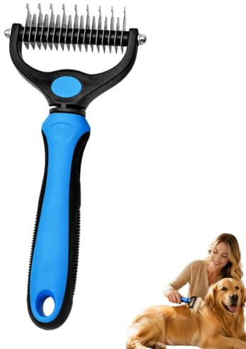 Cotabacuco Cepillo para gatos y perros de subpelo, doble cara, cómodo | Cepillo perro subpelo, cepillo gato subpelo, 17+9 dientes acero inoxidable, suave piel, mango suave antideslizante