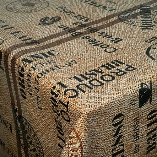 Wachstuch Wachstischdecke Tischdecke Breite und Länge wählbar Kaffeesack Braun Beige 130 x 170 cm Eckig abwaschbar Gartentischdecke