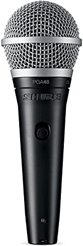 Shure PGA48-XLR Cardioid Dynamic Vocal Microphone with 15' XLR-XLR Cable, Black, 5.00 x 10.00 x 3.50