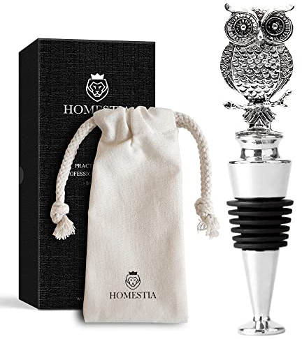 Homestia Wine Stoppers, Bottle Stoppers Wine Saver for Wine Champagne, Reusable Wine Preserver Wine Corks for Beverage, Christmas Gifts Birthday Gifts for Men Women (Owl)