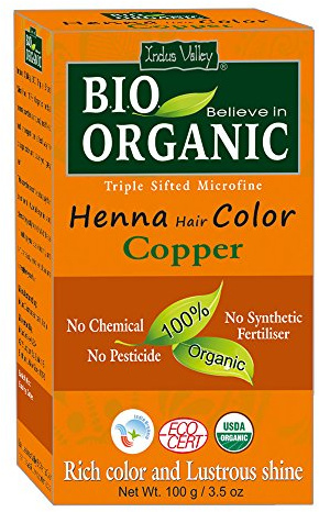 Indus Valley Bio Organic Henna Hair Color (Copper) – 100% Pure & Natural, Herbal Hair Dye, Chemical-Free, Nourishing & Shine-Enhancing, For Soft, Healthy Hair – 100g