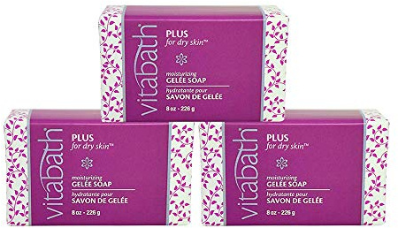 Vitabath Plus For Dry Skin Moisturizing Gelee Bar Soap All Over Gentle Foaming Cleanser & Hydrating Solid Body Wash - Nourish & Restore All Skin Types Women & Men - 8oz (Pack of 3)