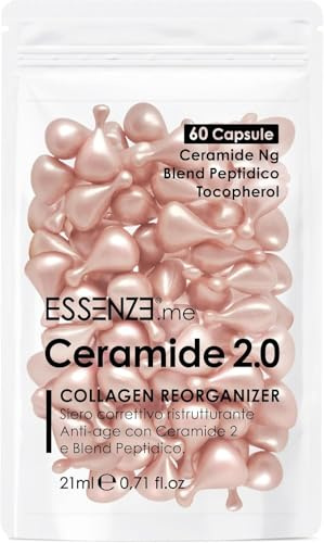 Essence Ceramide Capsules | 60 kapslar serum för ansikte och ögonkontur, anti-rynk, regenererande, dag med ceramid 2 och tetraptid. Jämnar ut med omedelbar effekt, silkeslen effekt på huden