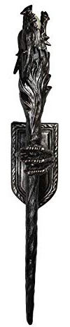 Ebros Medieval Dungeon Dragon Head Scepter Orb Torch 23.5L With Color Changing LED Light And Wall Mounted Dragon Claws Holder Wizards and Dragons Sorcery Alchemy Magic (Left Hand)