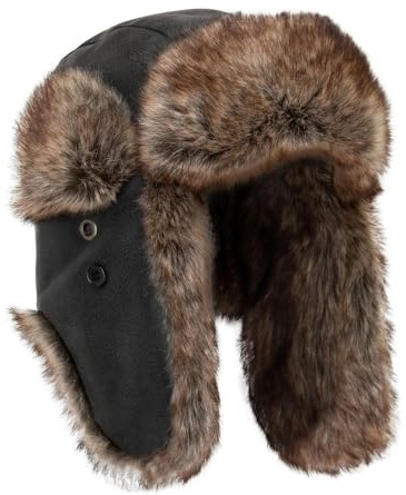 WALKER AND HAWKES - Faux Fur Tibbets Trapper Hat - Black- S/M (57/58cm)