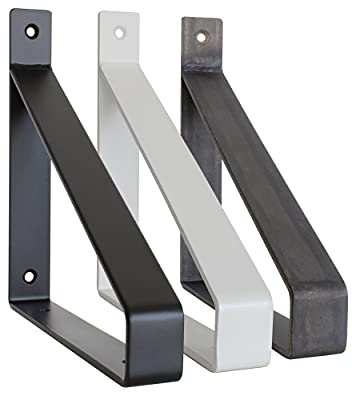 2x Regalträger BERLIN-MITTE massiv Stahl Wandregal Regalhalterung Winkelträger Metall schwerlast Regalsystem Büro Bücherregal Design Schweberegal Wohnzimmer Flur Küche Bad Wandmontage (200mm, Schwarz)