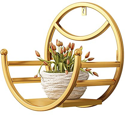 XLHWJCP Wand-Pflanzgefäß, Hängend Pflanzgefäß für Zimmerpflanzen Pflanzenständer, Blumenständer, Garten Wanddekoration für Wohnzimmer Zimmer Dekor, Blumentopf Wand Pflanztopf (M,Gold)
